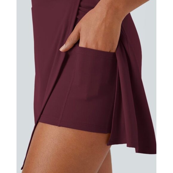 Halara Softlyzero Airy Side Cut 2-in-1 Skirt Sz Medium Red Pocket Cool Touch Ten - Picture 7 of 9